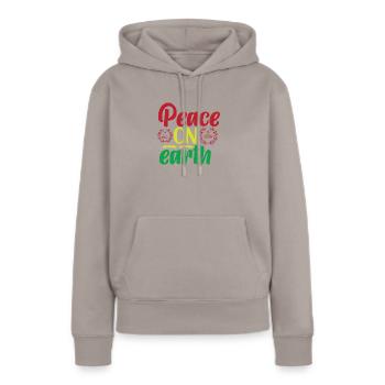 Paix Paix Amour Paix Mondiale Paix - Sweat à capuche Premium bio Femme - taupe - Devant - Julia (174cm)