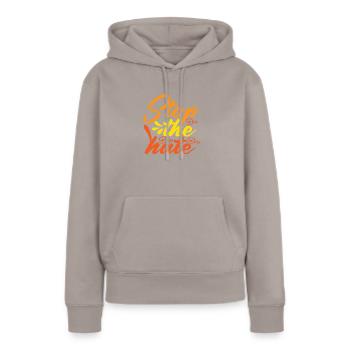 Nationalité Homme Contre le racisme Droits de l’homme - Sweat à capuche Premium bio Femme - taupe - Devant - Julia (174cm)