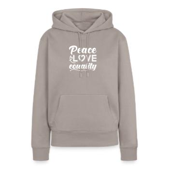 Paix Paix Amour Paix Mondiale Paix - Sweat à capuche Premium bio Femme - taupe - Devant - Julia (174cm)