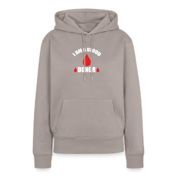 Don de sang Dons de sang Donneurs de sang - Sweat à capuche Premium bio Femme - taupe - Devant - Julia (174cm)