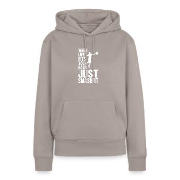Volleyball Volley Aufschlag Volleyballspieler - Frauen Premium Bio Hoodie - Taupe - Vorne - Julia (174cm)
