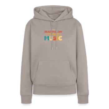 Vinyl Musiker Retro Musik Vinyl Vintage Musizieren - Frauen Premium Bio Hoodie - Taupe - Vorne - Julia (174cm)