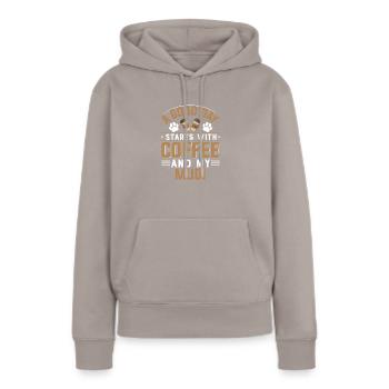 Mudi Hunderasse Kaffee Trinken Koffein Koffein - Frauen Premium Bio Hoodie - Taupe - Vorne - Julia (174cm)