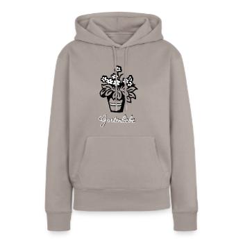 Amour de jardin - impression pot de fleurs - Sweat à capuche Premium bio Femme - taupe - Devant - Julia (174cm)