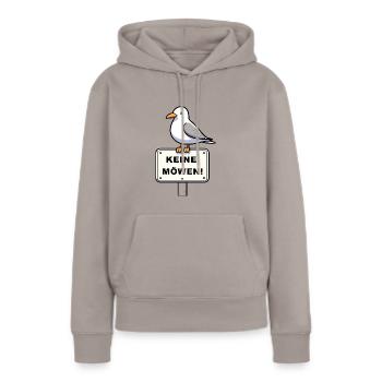 Freche Möwe auf Möwen Verbotsschild Schild Zeichen - Frauen Premium Bio Hoodie - Taupe - Vorne - Julia (174cm)
