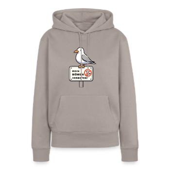 Freche Möwe auf Möwen Verbotsschild Schild Zeichen - Frauen Premium Bio Hoodie - Taupe - Vorne - Julia (174cm)