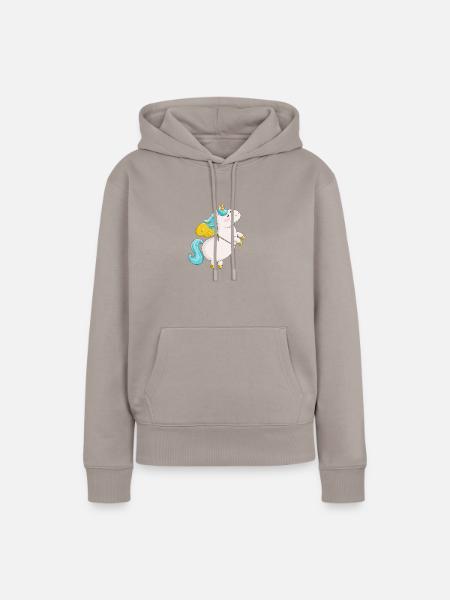 Fliegendes Comic Einhorn - Frauen Premium Bio Hoodie - Taupe