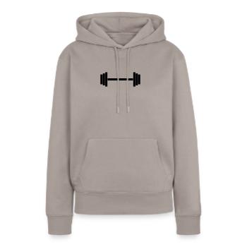 Hantel 1c - Frauen Premium Bio Hoodie - Taupe - Vorne - Julia (174cm)