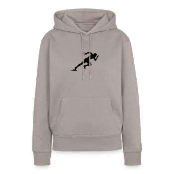 sprinter - Sweat à capuche Premium bio Femme - taupe - Devant - Julia (174cm)