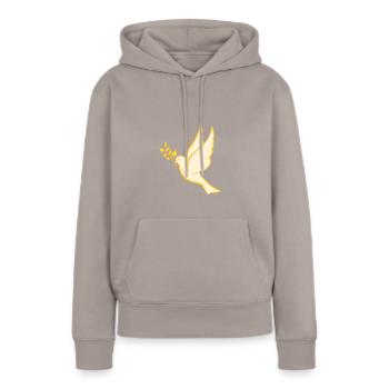 Friedenstaube, hand gezeichnet. Friedenssymbol - Frauen Premium Bio Hoodie - Taupe - Vorne - Julia (174cm)