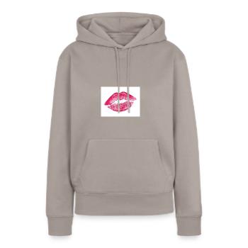 Kussmund - Frauen Premium Bio Hoodie - Taupe - Vorne - Julia (174cm)