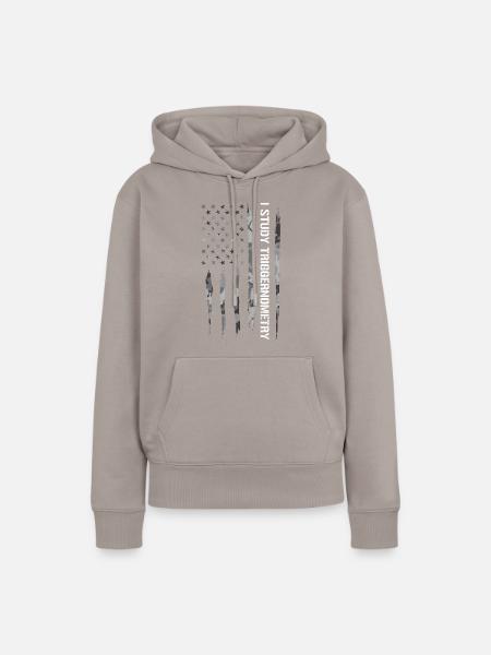I Study Triggernometry - Frauen Premium Bio Hoodie - Taupe