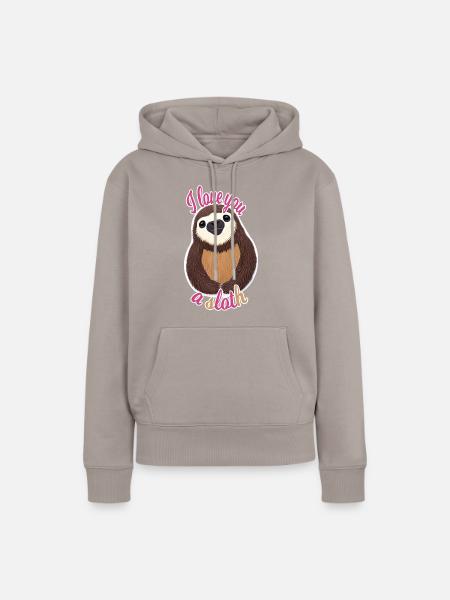 Faultier Liebeserklärung - Frauen Premium Bio Hoodie - Taupe