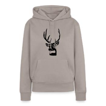 Cerf bois bois chasse - Sweat à capuche Premium bio Femme - taupe - Devant - Julia (174cm)