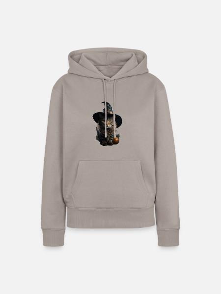 Hexenkatze Halloween - Frauen Premium Bio Hoodie - Taupe