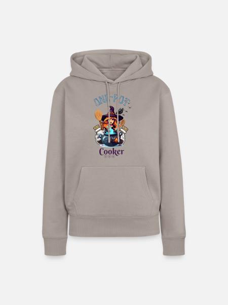 one-pot cooker witch - Frauen Premium Bio Hoodie - Taupe