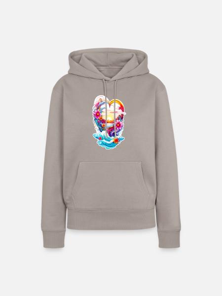 Love Heart - Frauen Premium Bio Hoodie - Taupe