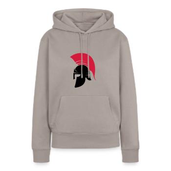 casque sparta - Sweat à capuche Premium bio Femme - taupe - Devant - Julia (174cm)