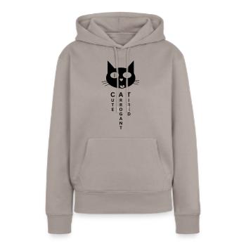 CAT - Mignon Arrogant Fatigué - Sweat à capuche Premium bio Femme - taupe - Devant - Julia (174cm)