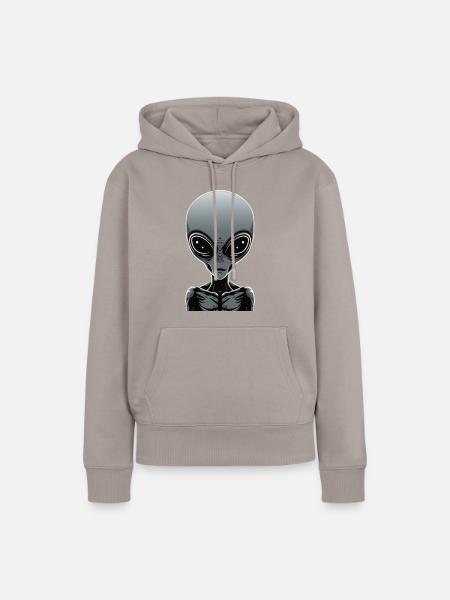 Grauer Außerirdischer - Frauen Premium Bio Hoodie - Taupe