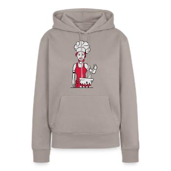 cuisinier cuisinier - Sweat à capuche Premium bio Femme - taupe - Devant - Julia (174cm)
