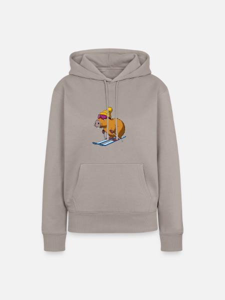 Comic Capybara Wasserschein Skier Skibrille Mütze - Frauen Premium Bio Hoodie - Taupe
