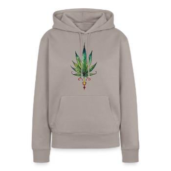 Cannabis leaf - Marijuana TATTOO 2 - Frauen Premium Bio Hoodie - Taupe - Vorne - Julia (174cm)