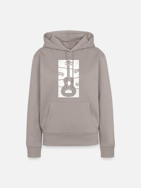 Ukulele meets geometry white - Frauen Premium Bio Hoodie - Taupe