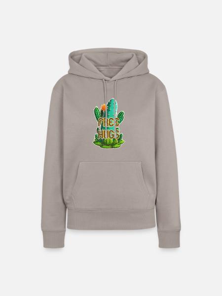 Free Hugs - Umarmungen für Umme - Kaktus - Frauen Premium Bio Hoodie - Taupe