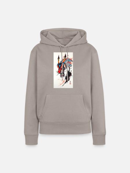 Dragon head - Frauen Premium Bio Hoodie - Taupe
