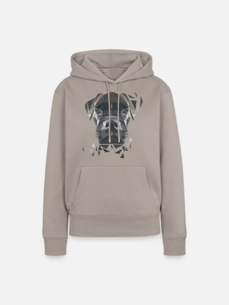 Boxer in Polygon-Art - Frauen Premium Bio Hoodie - Taupe