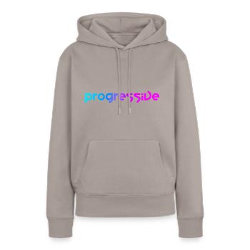 Progressif (Style Néon) - Sweat à capuche Premium bio Femme - taupe - Devant - Julia (174cm)