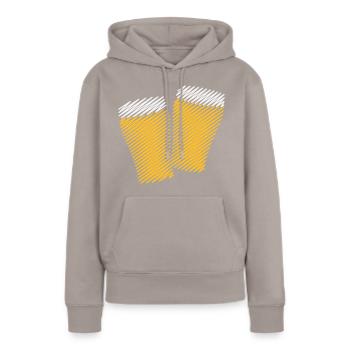 2 verres à bière Toast (bière / gribouillage) - Sweat à capuche Premium bio Femme - taupe - Devant - Julia (174cm)