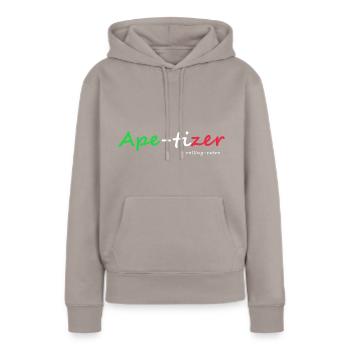 APE-tizer 001 - Women’s Premium Organic Hoodie - taupe - Front - Julia (174cm)