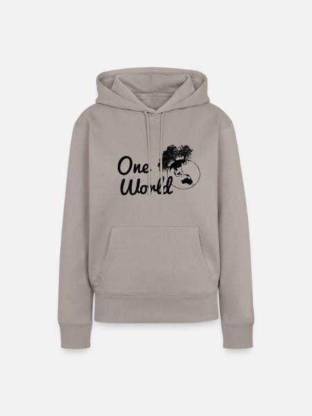 One World. - Frauen Premium Bio Hoodie - Taupe