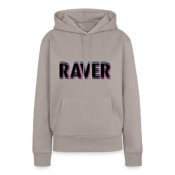 Raver - Sweat à capuche Premium bio Femme - taupe - Devant - Julia (174cm)