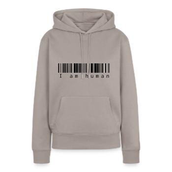Je suis humain - Sweat à capuche Premium bio Femme - taupe - Devant - Julia (174cm)