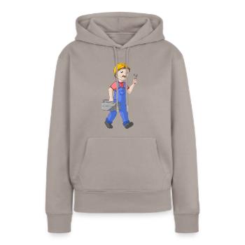 Comic Handwerker - Frauen Premium Bio Hoodie - Taupe - Vorne - Julia (174cm)