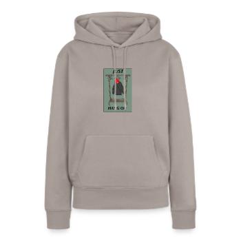 Durchhalten - Frauen Premium Bio Hoodie - Taupe - Vorne - Julia (174cm)