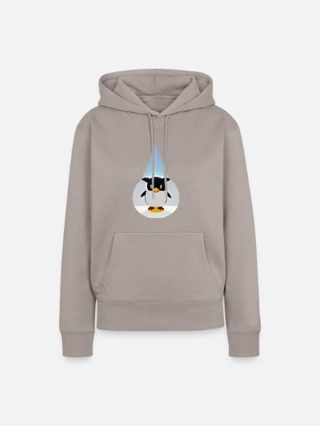 Kleiner Held Pinguin - Frauen Premium Bio Hoodie - Taupe