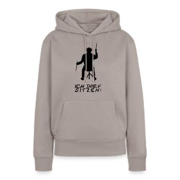 ICH DARF SITZEN - Frauen Premium Bio Hoodie - Taupe - Vorne - Julia (174cm)