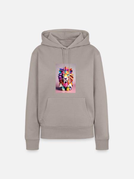 Origami-Löwe - Frauen Premium Bio Hoodie - Taupe