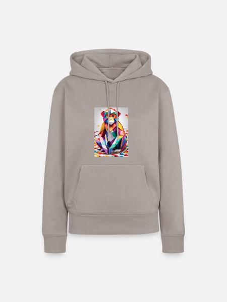 Regenbogen-Affe - Frauen Premium Bio Hoodie - Taupe