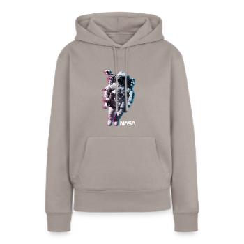 NASA Astronaute Avec Logo Officiel - Sweat à capuche Premium bio Femme - taupe - Devant - Julia (174cm)