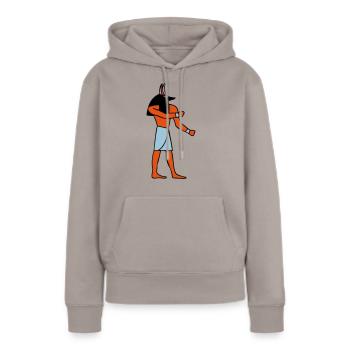 pharahon anubis - Sweat à capuche Premium bio Femme - taupe - Devant - Julia (174cm)
