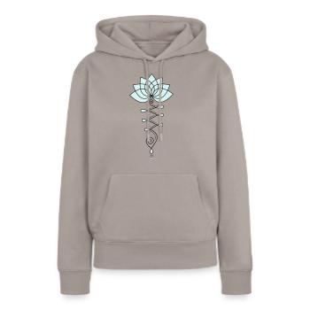 Lotus Blume Lotusblüte Buddhismus Symbol Yoga OM - Frauen Premium Bio Hoodie - Taupe - Vorne - Julia (174cm)