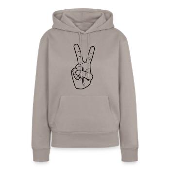 Finger - signaux de la main - Sweat à capuche Premium bio Femme - taupe - Devant - Julia (174cm)