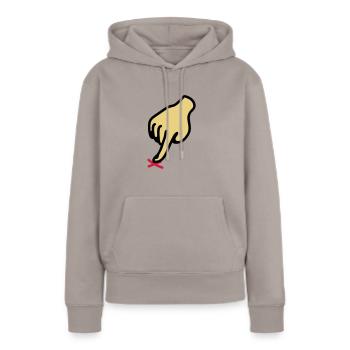 zeigen Kreuz - hier 3 - Frauen Premium Bio Hoodie - Taupe - Vorne - Julia (174cm)