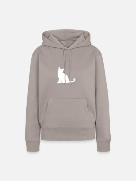 Katze Silhouette Sitzen - Frauen Premium Bio Hoodie - Taupe