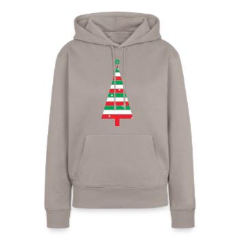 sapin geo multicolore - Sweat à capuche Premium bio Femme - taupe - Devant - Julia (174cm)